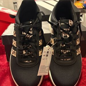 Adidas Women's Black Sneakers with Leopard Print size 8.5 NEW never worn